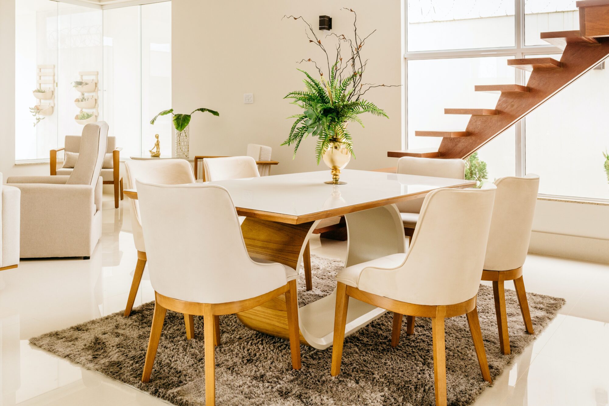 Aesthetic wooden interiors with a white background