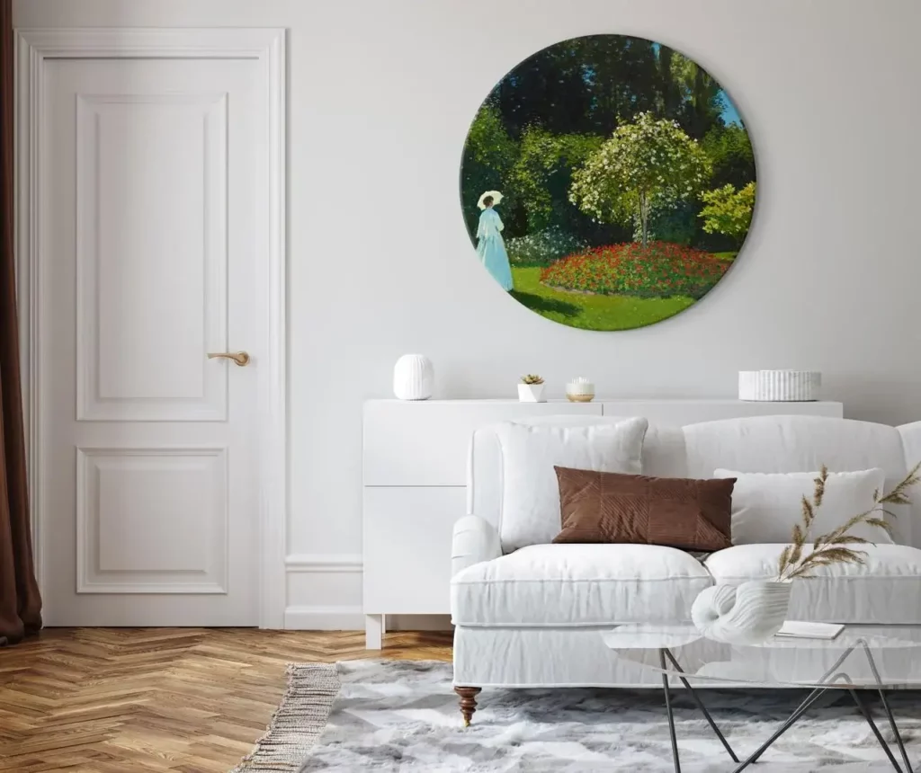 peintures en cercle-monets-garden-lady