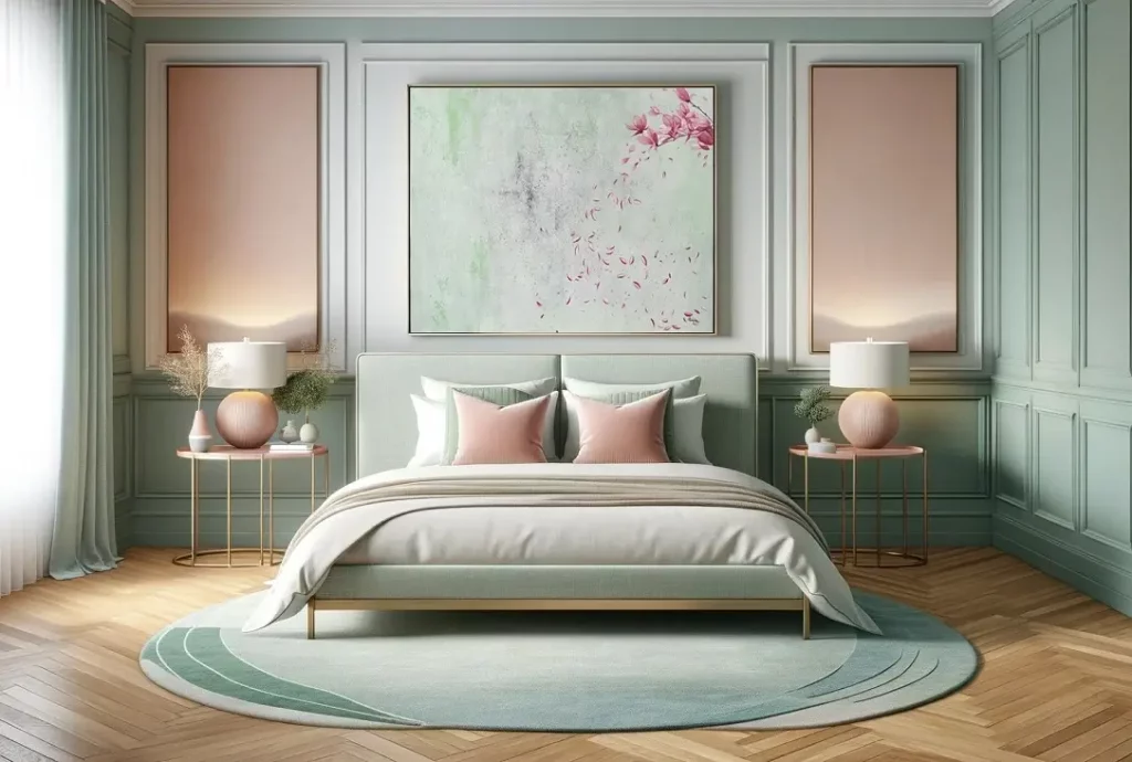 Pale-pink-and-mint-green-the-spring-colours-in-the-bedroom