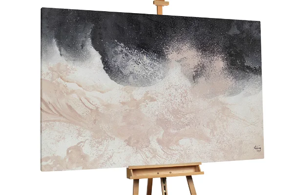 Peinture à l'huile XXL 'Wellen im Mond'