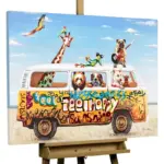 animals zoo bus colourful acrylic paint modern