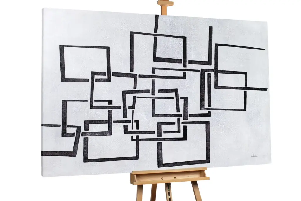kl02929-modern-viereck-verflochten-schwarz-modern-acryl-gemaelde-oel-bild-oelgemaelde-0001-01