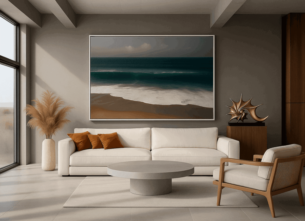 Coastal-Ambiance-Living-Room-with-Large-Wall-Art